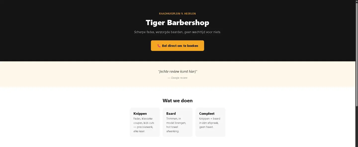 Tiger Barbershop — before screenshot